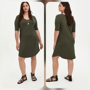 NWT Torrid- Size 2 SUPER SOFT OLIVE T-SHIRT DRESS